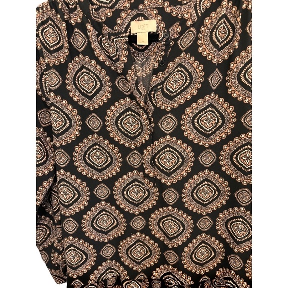 Ann Taylor Outlet Shift Dress Size M Black Medallion Drop Waist Long Sleeve - Picture 3 of 3